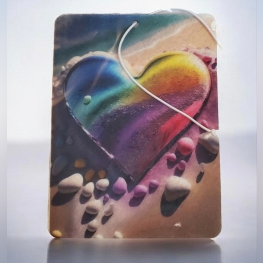 Rainbow Heart in the Sand Car Air Freshener